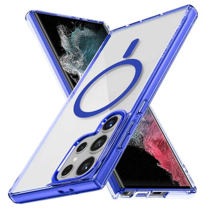 For Samsung Galaxy S22 Ultra 5G Ice Color Magnetic Series TPU Hybrid Acrylic Magsafe Phone Case(Gemstone Blue) - Galaxy S22 Ultra 5G Cases by buy2fix | Online Shopping UK | buy2fix