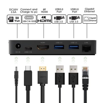 WAVLINK UHP3D01G Gigabit Ethernet USB 3.0 Multi-Function HUB 4K HD Docking Station(US Plug) - USB 3.0 HUB by WAVLINK | Online Shopping UK | buy2fix