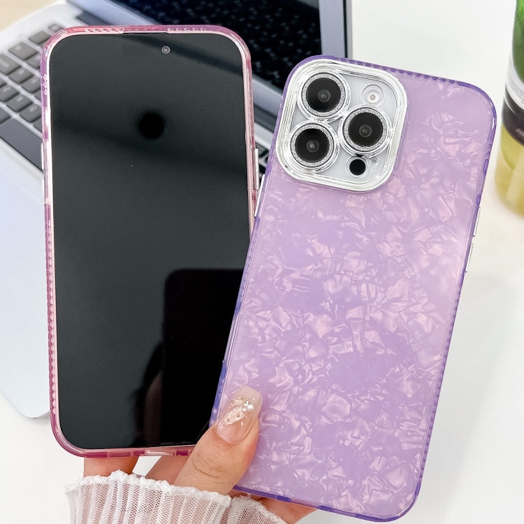 For iPhone 16 Pro Plating Glitter Texture TPU Phone Case with Lens Film(Purple Feather Yarn) - iPhone 16 Pro Cases by buy2fix | Online Shopping UK | buy2fix