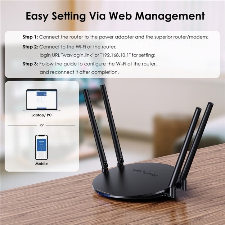 WAVLINK WN530HG3 AC1200 Dual Band AP Router 1000Mbps WAN / LAN Ethernet Port, Plug:EU Plug - Wireless Routers by WAVLINK | Online Shopping UK | buy2fix