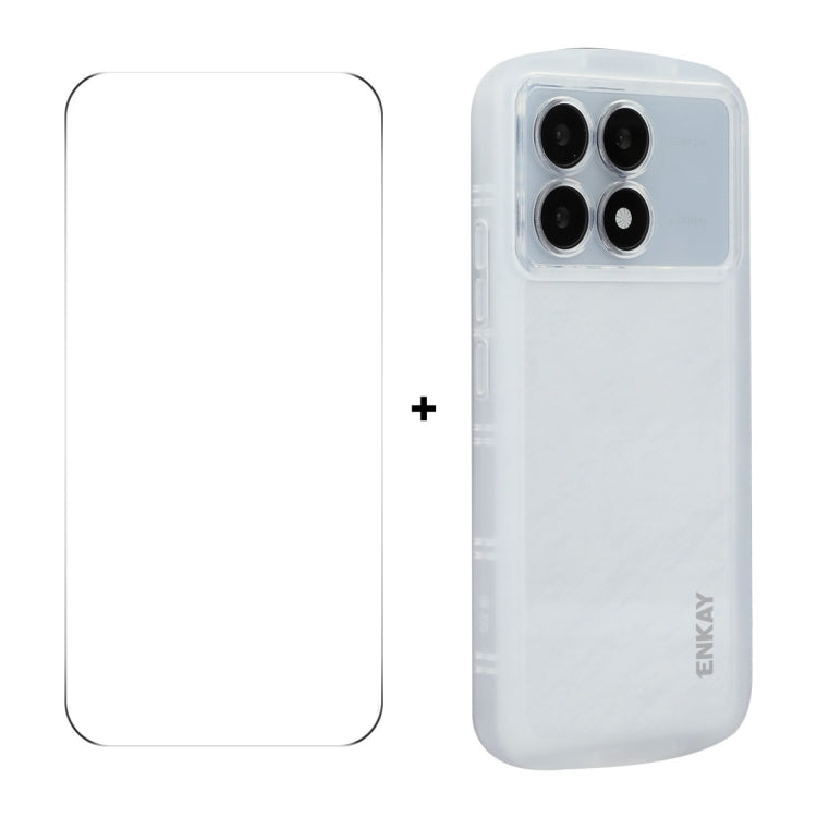 For Redmi K70 / K70 Pro ENKAY Hat-Prince Translucent Matte TPU Phone Case + 9H Big Arc Edge Glass Film(White) - K70 Pro Cases by ENKAY | Online Shopping UK | buy2fix