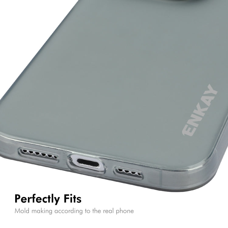 For iPhone 15 Pro Max ENKAY Hat-Prince Translucent Matte TPU Phone Case + 9H Big Arc Edge Film(Grey) - iPhone 15 Pro Max Cases by ENKAY | Online Shopping UK | buy2fix