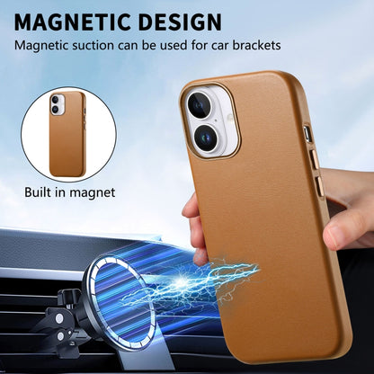 For iPhone 16 Electroplated Metal Button Shockproof Phone Case(Brown) - iPhone 16 Cases by buy2fix | Online Shopping UK | buy2fix