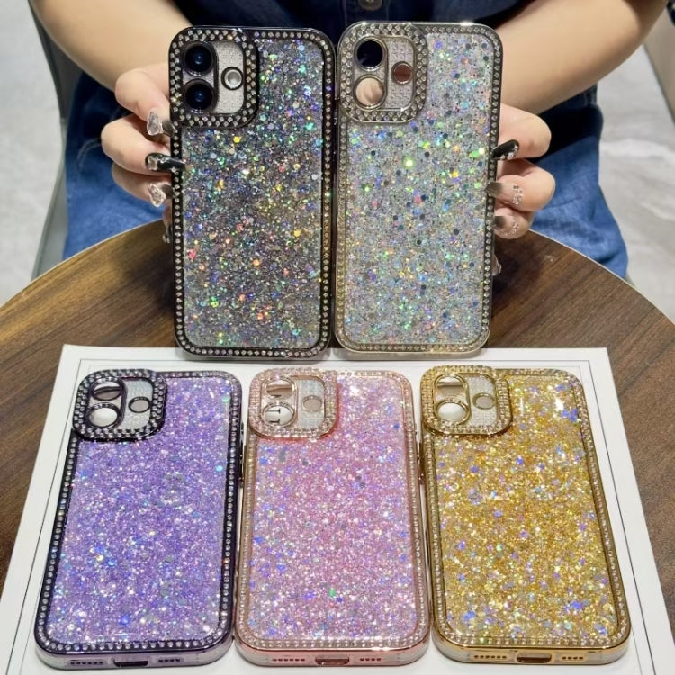 For iPhone 16 Diamond Glitter Sequins TPU Phone Case(Black) - iPhone 16 Cases by buy2fix | Online Shopping UK | buy2fix