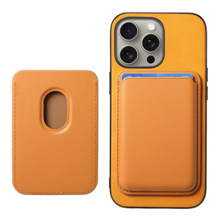 For iPhone 16 Pro Max Retro Magsafe Card Bag PU Back Cover Phone Case(Yellow) - iPhone 16 Pro Max Cases by buy2fix | Online Shopping UK | buy2fix