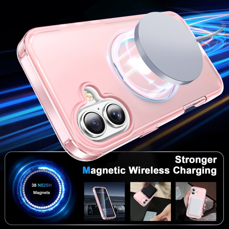 For iPhone 16 Plus Frosted Skin Feel MagSafe Holder 360 Full Body Phone Case(Pink) - iPhone 16 Plus Cases by buy2fix | Online Shopping UK | buy2fix