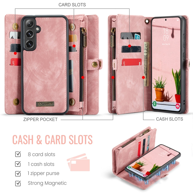 For Samsung Galaxy S24 FE 5G CaseMe 008 Detachable Multifunctional Leather Phone Case(Pink) - Galaxy S24 FE 5G Cases by CaseMe | Online Shopping UK | buy2fix