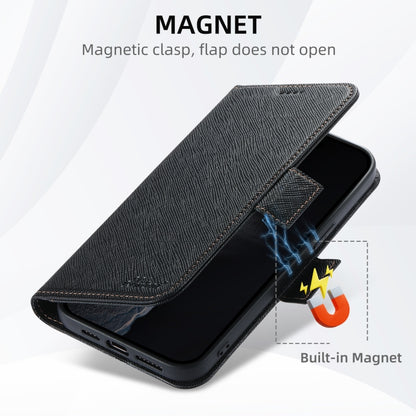 For iPhone 16 Pro Suteni J08 Multifunctional Cross Texture MagSafe Leather Phone Case(Black) - iPhone 16 Pro Cases by Suteni | Online Shopping UK | buy2fix