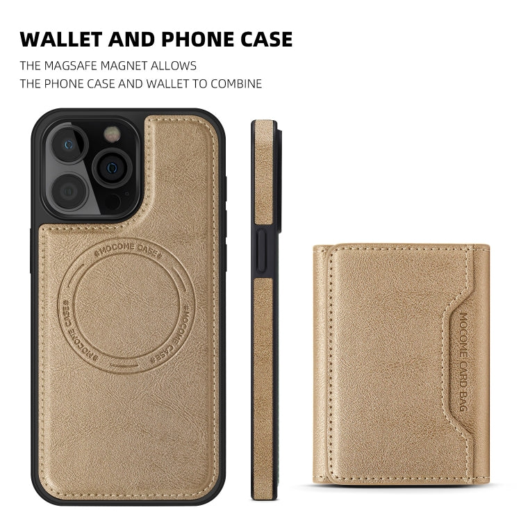 For iPhone 16 Pro Max Shield Multi-functional MagSafe Card Bag Phone Case(Desert Gold) - iPhone 16 Pro Max Cases by buy2fix | Online Shopping UK | buy2fix