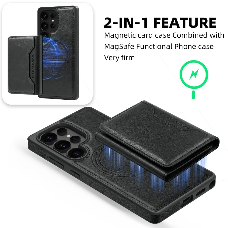 For Samsung Galaxy S25+ 5G Shield Multi-functional MagSafe Card Bag Phone Case(Black) - Galaxy S25+ 5G Cases by buy2fix | Online Shopping UK | buy2fix