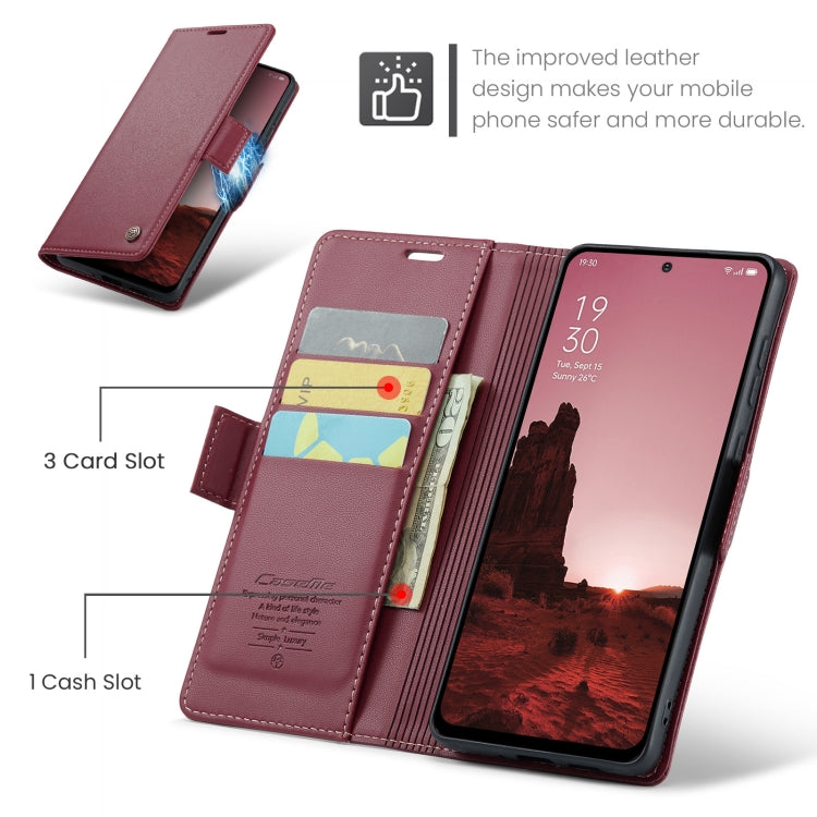 For OPPO Reno12 5G Global CaseMe 023 Butterfly Buckle Litchi Texture RFID Anti-theft Leather Phone Case(Red) - Reno12 Cases by CaseMe | Online Shopping UK | buy2fix