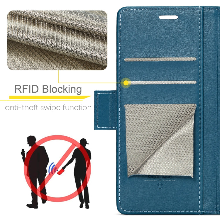 For OPPO Reno12 5G Global CaseMe 023 Butterfly Buckle Litchi Texture RFID Anti-theft Leather Phone Case(Blue) - Reno12 Cases by CaseMe | Online Shopping UK | buy2fix