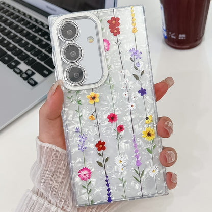 For Samsung Galaxy S25 5G Electroplating Flower Texture TPU Phone Case(Yellow Wildflower SH6) - Galaxy S25 5G Cases by buy2fix | Online Shopping UK | buy2fix