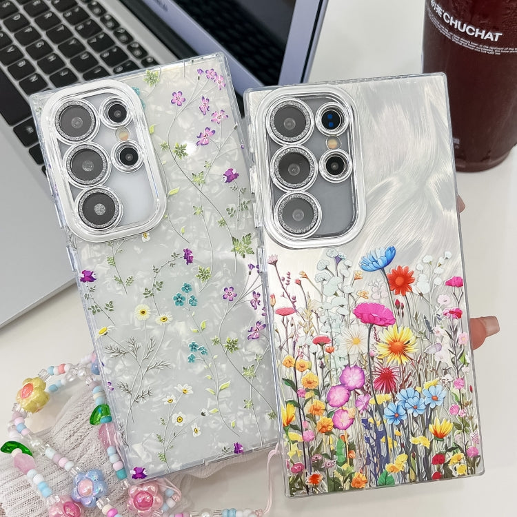 For Samsung Galaxy S25 5G Electroplating Flower Texture Wristband TPU Phone Case(Little Wildflower SH3) - Galaxy S25 5G Cases by buy2fix | Online Shopping UK | buy2fix