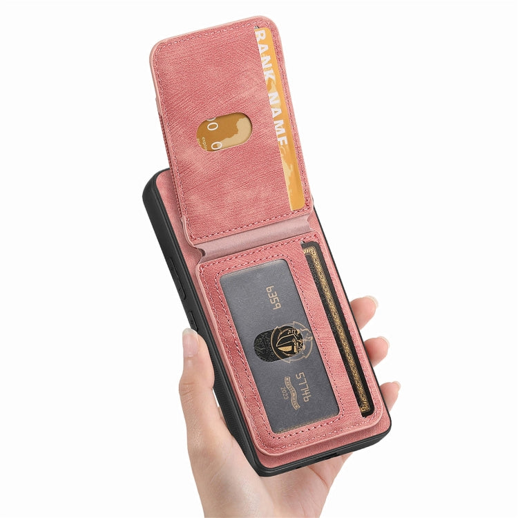 For Samsung Galaxy S25 5G Retro Splitable Magnetic Stand Card Bag Leather Phone Case(Pink) - Galaxy S25 5G Cases by buy2fix | Online Shopping UK | buy2fix