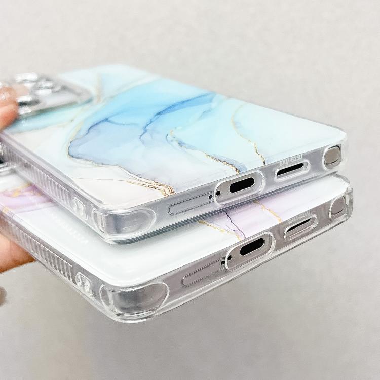 For Samsung Galaxy S25+ 5G Electroplated Marble Texture Phone Case(Blue M11) - Galaxy S25+ 5G Cases by buy2fix | Online Shopping UK | buy2fix