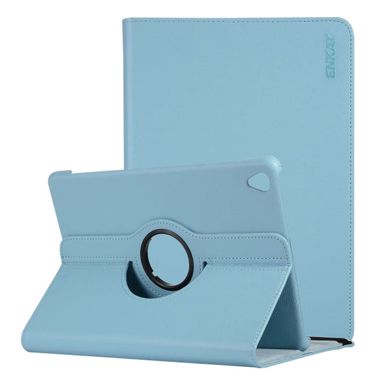 ENKAY 360 Degree Rotation Lichi Texture Leather Case with Holder for HUAWEI MediaPad M6 10.8 2019(Light Blue) - Huawei by ENKAY | Online Shopping UK | buy2fix