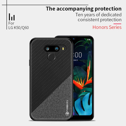 PINWUYO Hong Series Anti-fall TPU+ Chemical Fiber Cloth Protective Cover for LG K50 / Q60(Blue) - LG by PINWUYO | Online Shopping UK | buy2fix