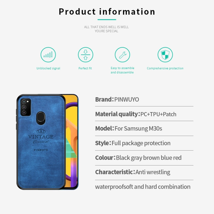 For Galaxy M30S PINWUYO Zun Series PC + TPU + Skin Waterproof And Anti-fall All-inclusive Protective Shell(Black) - Galaxy Phone Cases by PINWUYO | Online Shopping UK | buy2fix
