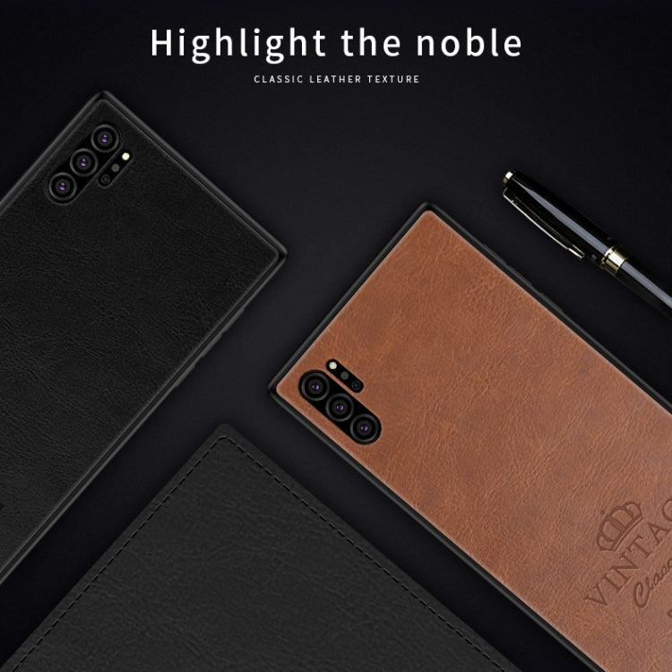 For Galaxy Note10 Pro PINWUYO Pin Rui Series Classical Leather, PC + TPU + PU Leather Waterproof And Anti-fall All-inclusive Protective Shell(Brown) - Galaxy Phone Cases by PINWUYO | Online Shopping UK | buy2fix