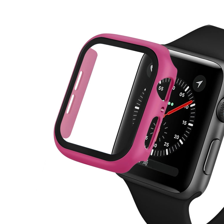 ENKAY Hat-prince Full Coverage PC Case + Tempered Glass Protector for Apple Watch Series 5 / 4 44mm(Rose) - Watch Cases by ENKAY | Online Shopping UK | buy2fix