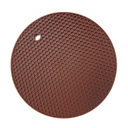 Honeycomb Silicone Round Non-slip Heat Resistant Mat, Size: 18x18x0.8cm(Coffee) - Insulation by buy2fix | Online Shopping UK | buy2fix