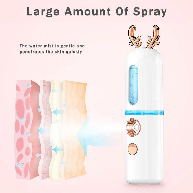 Facial Steamer Nano Spray Water Replenishing Instrument Portable Cold Spray Machine Charging Beauty Instrument Automatic Alcohol Sprayer, Style:Cute Rabbit(Pink) - Beauty Instrument by buy2fix | Online Shopping UK | buy2fix