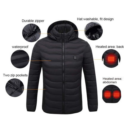 19 Zone 4 Control Blue USB Winter Electric Heated Jacket Warm Thermal Jacket, Size: XXXXXXL - Down Jackets by buy2fix | Online Shopping UK | buy2fix