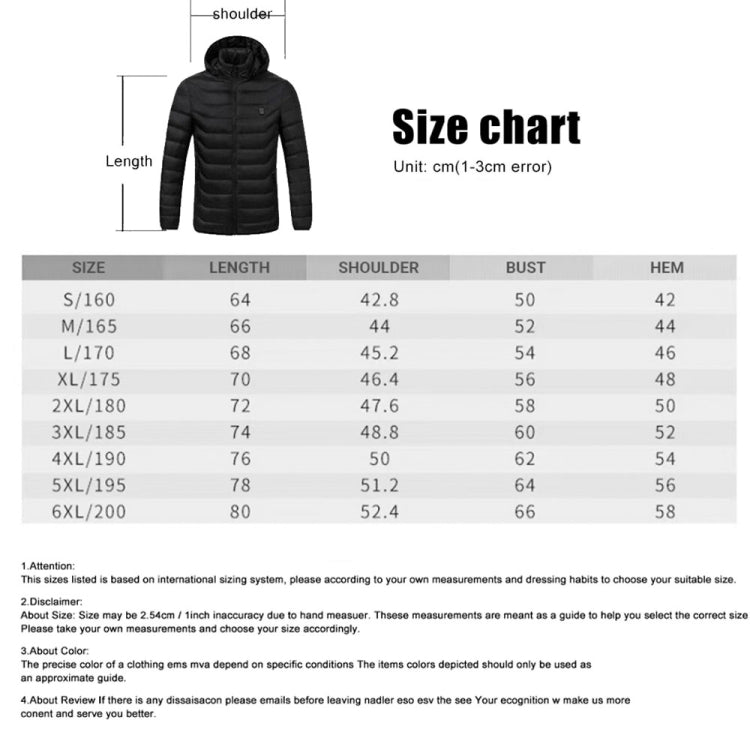 19 Zone 4 Control Blue USB Winter Electric Heated Jacket Warm Thermal Jacket, Size: XXXXXXL - Down Jackets by buy2fix | Online Shopping UK | buy2fix