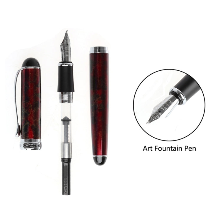 X750 Stationery Stainless Steel Fountain Pen Medium Nib Ink Pens School Oiifice Gift, Nib Size:0.5mm(Red Pattern) - Fountain Pens by buy2fix | Online Shopping UK | buy2fix