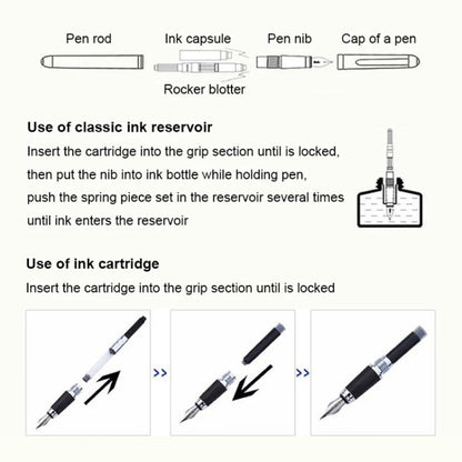 X750 Stationery Stainless Steel Fountain Pen Medium Nib Ink Pens School Oiifice Gift, Nib Size:1.1mm(Black) - Fountain Pens by buy2fix | Online Shopping UK | buy2fix