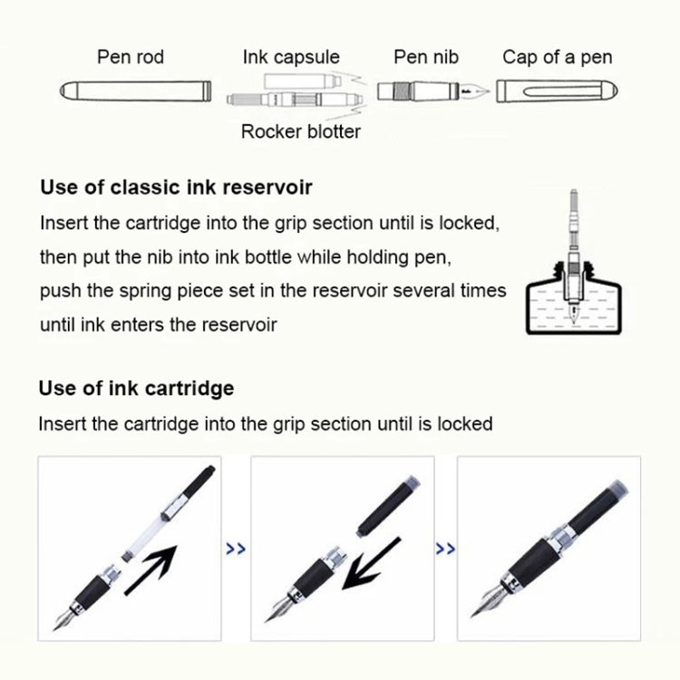 X750 Stationery Stainless Steel Fountain Pen Medium Nib Ink Pens School Oiifice Gift, Nib Size:1.1mm(Black Pattern) - Fountain Pens by buy2fix | Online Shopping UK | buy2fix