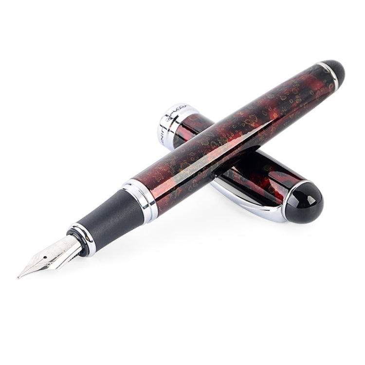 X750 Stationery Stainless Steel Fountain Pen Medium Nib Ink Pens School Oiifice Gift, Nib Size:1.1mm(Red Pattern) - Fountain Pens by buy2fix | Online Shopping UK | buy2fix