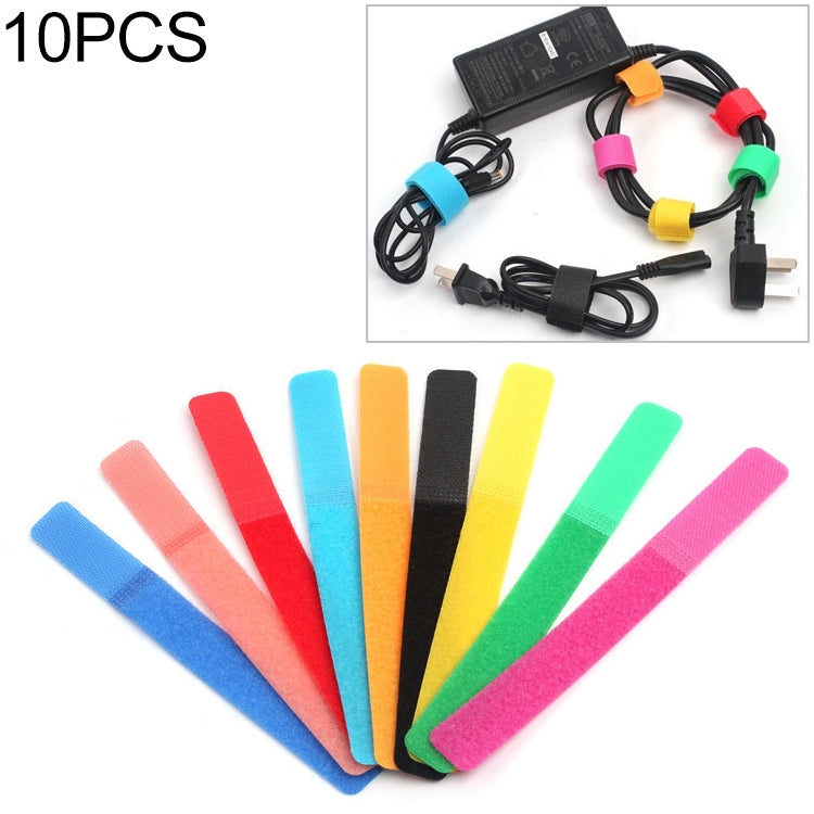 10 PCS Candy-colored Power Cord Hook and Loop Fastener Strip, Random Color Delivery, Size:180 x 20mm - Cable Organizer by buy2fix | Online Shopping UK | buy2fix