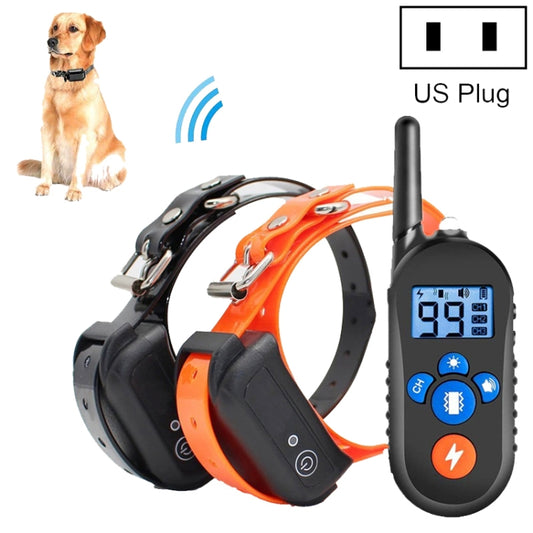 800m Remote Control Electric Shock Bark Stopper Vibration Warning Pet Supplies Electronic Waterproof Collar Dog Training Device, Style:556-2(US Plug) - Training Aids by buy2fix | Online Shopping UK | buy2fix