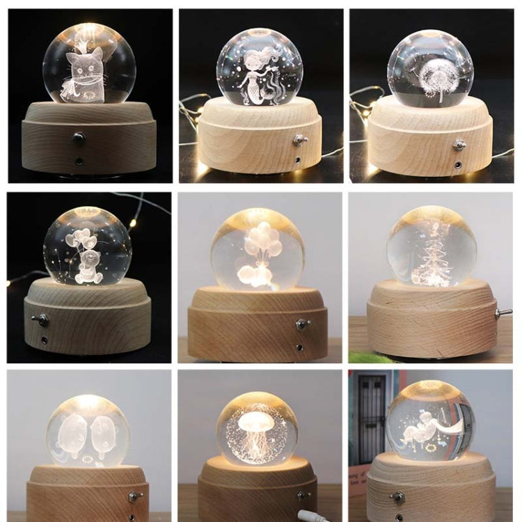 Girl Bedside Lamp Crystal Ball Wooden Base Music Box Charging Glow Rotating Night Light, Random Music(Christmas Tree) - Novelty Lighting by buy2fix | Online Shopping UK | buy2fix