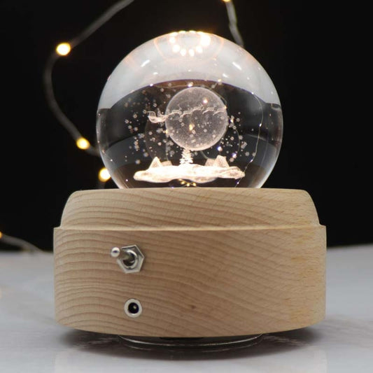 Girl Bedside Lamp Crystal Ball Wooden Base Music Box Charging Glow Rotating Night Light, Random Music(Lunar Christmas Tree) - Novelty Lighting by buy2fix | Online Shopping UK | buy2fix
