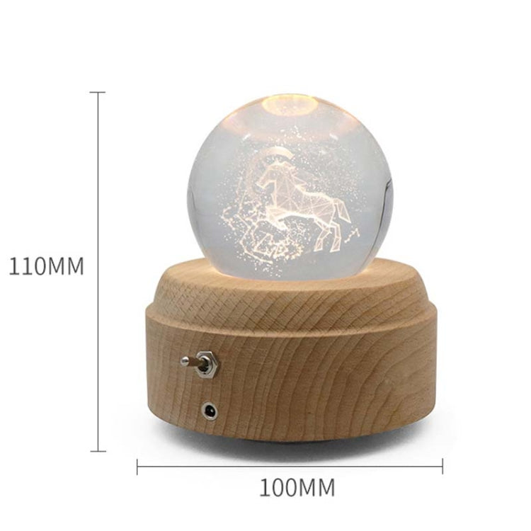 Girl Bedside Lamp Crystal Ball Wooden Base Music Box Charging Glow Rotating Night Light, Random Music(Deer) - Novelty Lighting by buy2fix | Online Shopping UK | buy2fix