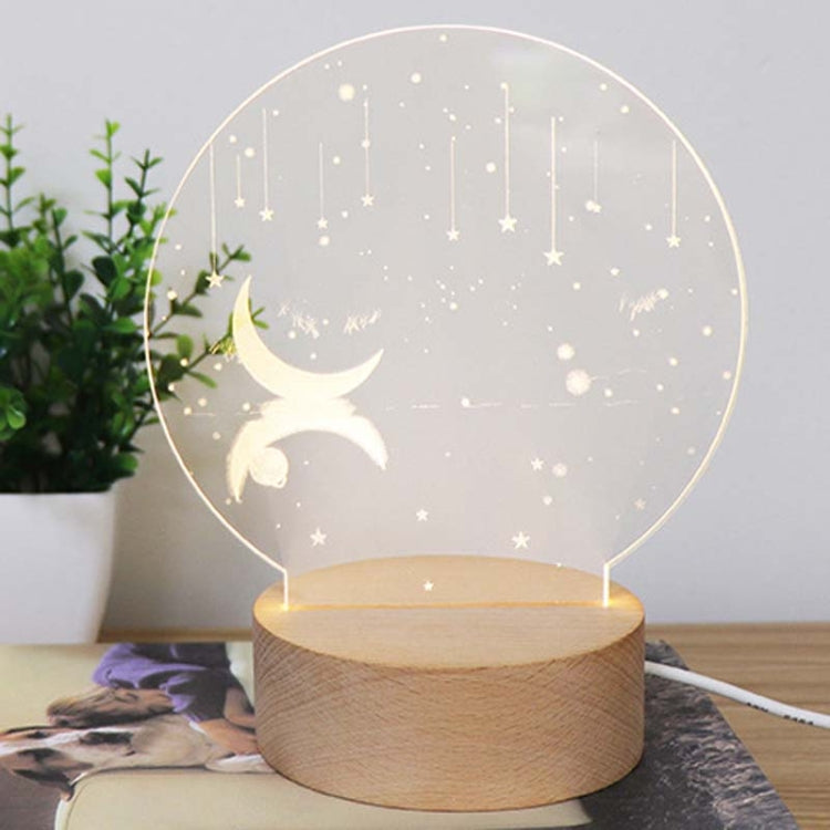 3D Atmosphere Decorative Light Acrylic Inner Carved LED Night Light Creative Girl Table Lamp(Stars And Moon) - Novelty Lighting by buy2fix | Online Shopping UK | buy2fix