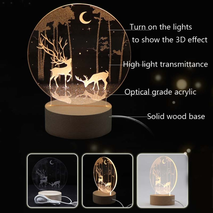 3D Atmosphere Decorative Light Acrylic Inner Carved LED Night Light Creative Girl Table Lamp(Deer) - Novelty Lighting by buy2fix | Online Shopping UK | buy2fix