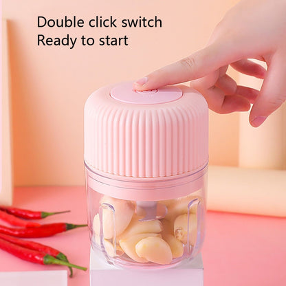 Household Vegetable Cutting Electric USB Garlic Masher Baby Mini Cooking Machine Baby Food Supplement Machine, Style:250ml(Pink) - Stirrer & Squeezer by buy2fix | Online Shopping UK | buy2fix