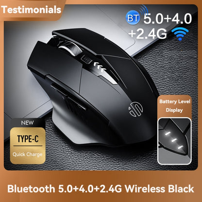 Inphic A1 6 Keys 1000/1200/1600 DPI Home Gaming Wireless Mechanical Mouse, Colour: Black Wireless+Bluetooth 4.0+Bluetooth 5.0 - Wireless Mice by Inphic | Online Shopping UK | buy2fix