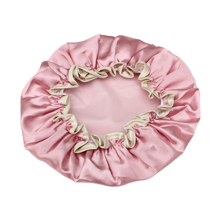 Lovely Thick Women Satin Colorful Double Waterproof Hair Cover Bathing Cap(Pink) - Bath Supplies by buy2fix | Online Shopping UK | buy2fix