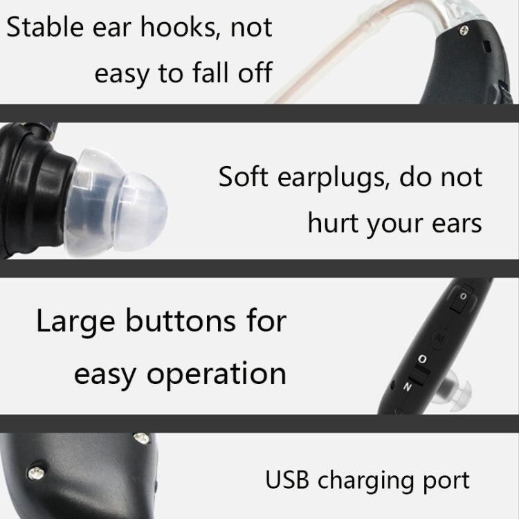 GM-105 Elderly Hearing Aid Sound Amplifier Intelligent Noise Reduction Sound Collector, Style: EU Plug(Fantasy Black) - Hearing Aids by buy2fix | Online Shopping UK | buy2fix