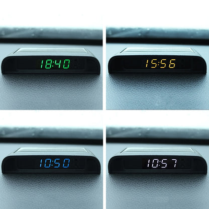 Solar Night Light Car Clock Automotive Electronic Clock Temperature Time+Date+Week+Temperature(Blue Light) - Clocks & Car Meters by buy2fix | Online Shopping UK | buy2fix