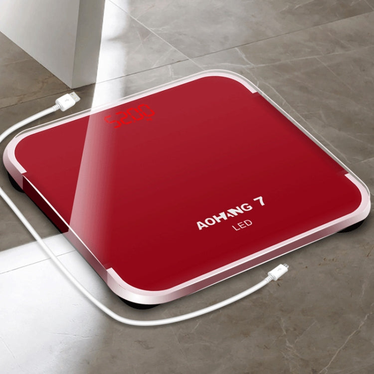 AOHANG7 USB Weight Scale With LED Hidden Screen Tempered Glass Body Scale(Red) - Body Scales by AOHANG7 | Online Shopping UK | buy2fix