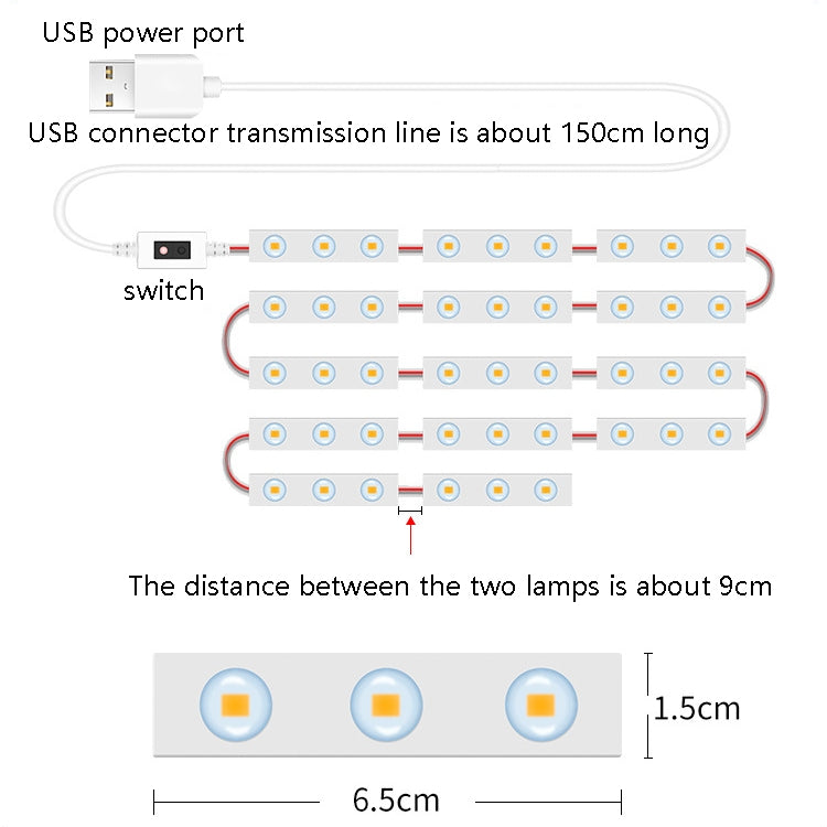 14 in 1 LED Mirror Front Lamp USB Infrared Sensor Makeup Mirror Fill Light - Sensor LED Lights by buy2fix | Online Shopping UK | buy2fix