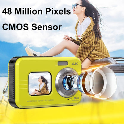 WDC901 3.5m Waterproof 48MP HD Dual Screen Outdoor Sports Digital Camera EU Plug(Yellow) - Children Cameras by buy2fix | Online Shopping UK | buy2fix