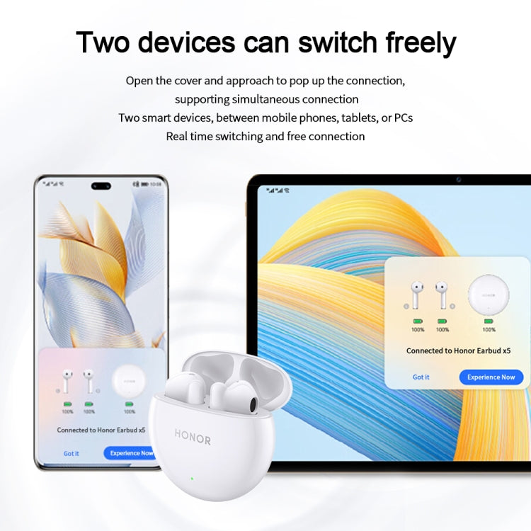 Honor Earbuds X5 Semi-in-ear Smart Call Noise Reduction Wireless Bluetooth Earphones(Glaze White) - Bluetooth Earphone by Huawei | Online Shopping UK | buy2fix