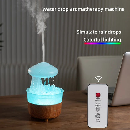 V50 Desktop Colorful Night Light Humidifier Wood Grain Water Drop Aroma Diffuser, Spec: EU Plug(White) - Air Purifiers & Accessories by buy2fix | Online Shopping UK | buy2fix